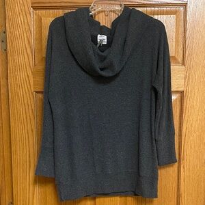Evereve + Michael Stars Women's L Charcoal Gray Over Shoulder Cowl Sweater